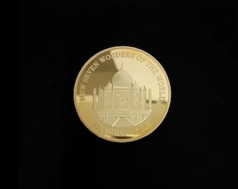 Förgyllda minnesmyntset med de sju underverken – Resesouvenirpaket med 5