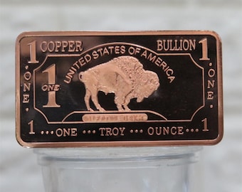 Buffalo Copper Bullion Bar - 1 oz .999 Fine Copper Ingot