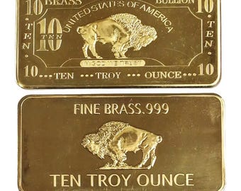 Metallmässingsmynt 10 oz .999 fin mässingsbuffeltacka