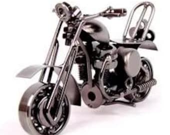 Metallmotorcykelmodell – Smidesjärnsdekorationer i vintagestil, 5-pack