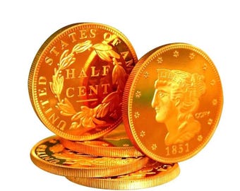 Souvenirmynt 1 oz .999 fint kopparflätat hår 1/2 cent runt