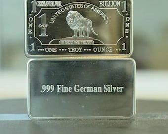1 Troy Uns Fin tysk Silver Lion Bullion Tacka, inte rent silver