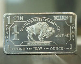 1 oz .999 Fin Tenn Buffalo Bar – Dekorativt Samlarföremål (Oädelmetall)