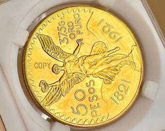 Ängelreliefminnesmynt – Dekorativ samlarmedalj i guldfärg
