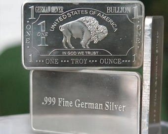 1 oz tysk silverbuffeltacka – dekorativ tacka i koppar, zink, nickellegering