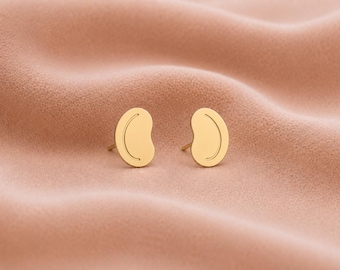Bean Stud Earrings – 925 Sterling Silver Bean Earrings, Minimalist Nature Earrings, Dainty Bean Jewelry, Gift for Her