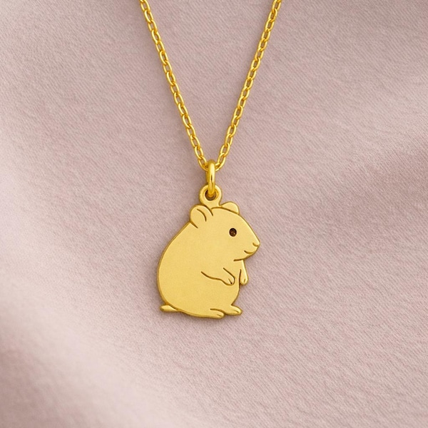 Cute Hamster Necklace – 925 Sterling Silver Minimal Animal Pendant, Hamster Lover Gift, Pet Jewelry for Women