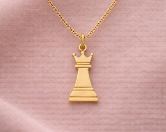 Queen Schach Halskette - 925 Sterling Silber Queen Anhänger - Inspiration Schmuck - Empowerment Geschenk für Frauen & Schach-Liebhaber