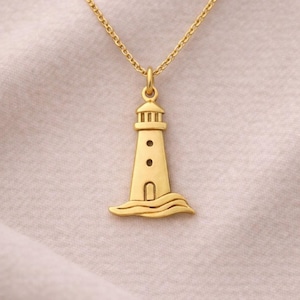 Collar de Faro: Colgante minimalista de faro costero en plata de ley 925, joyería inspirada en el océano, regalo náutico para todos los días.