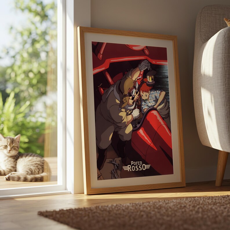 Porco Rosso (1992), Studio Ghibli Ukiyo-e Poster, Anime Art Prints, Vintage Retro Movie Print image 8