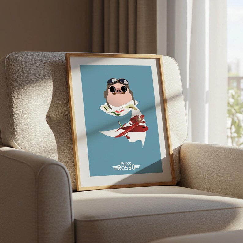 Porco Rosso (1992), Studio Ghibli Ukiyo-e Poster, Anime Art Prints, Vintage Retro Movie Print image 6