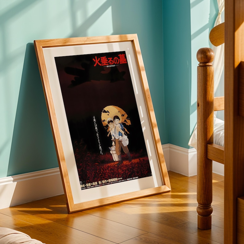 Grave of the Fireflies (1988), Studio Ghibli Ukiyo-e Poster, Anime Art Prints, Vintage Retro Movie Print image 2