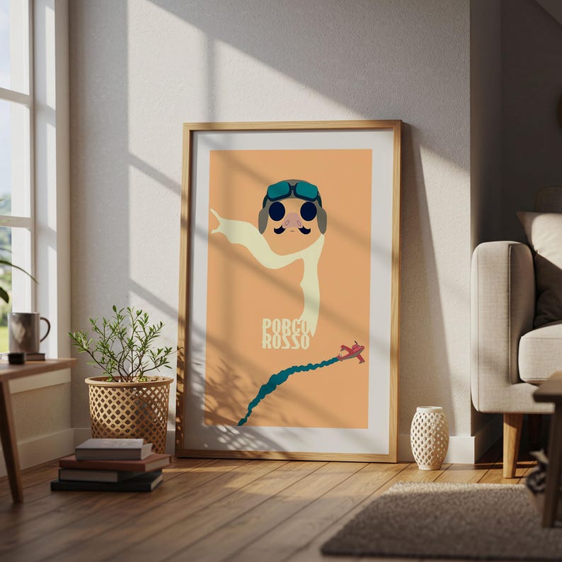 Porco Rosso (1992), poster Studio Ghibli Ukiyo-e, animekunstprints, vintage retrofilmafdruk afbeelding 4
