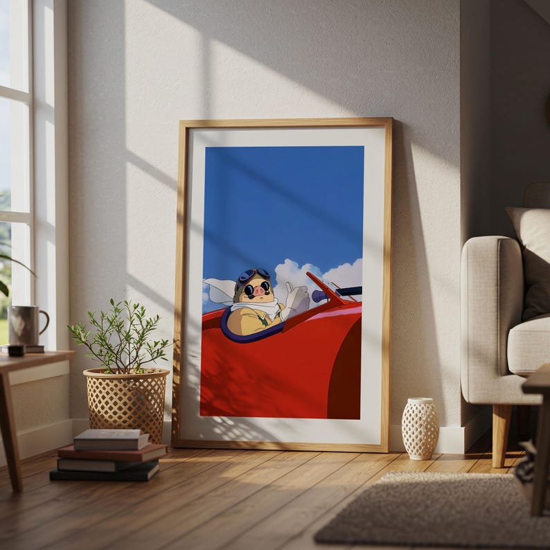 Porco Rosso (1992), Studio Ghibli Ukiyo-e Poster, Anime Art Prints, Vintage Retro Movie Print image 4