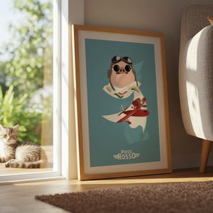 Porco Rosso (1992), Studio Ghibli Ukiyo-e Poster, Anime Art Prints, Vintage Retro Movie Print image 8