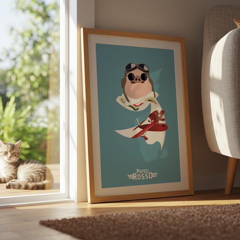 Porco Rosso (1992), Studio Ghibli Ukiyo-e Poster, Anime Art Prints, Vintage Retro Movie Print image 8