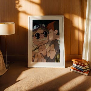 Porco Rosso (1992), póster ukiyo-e de Studio Ghibli, láminas de anime, láminas de películas retro vintage imagen 3