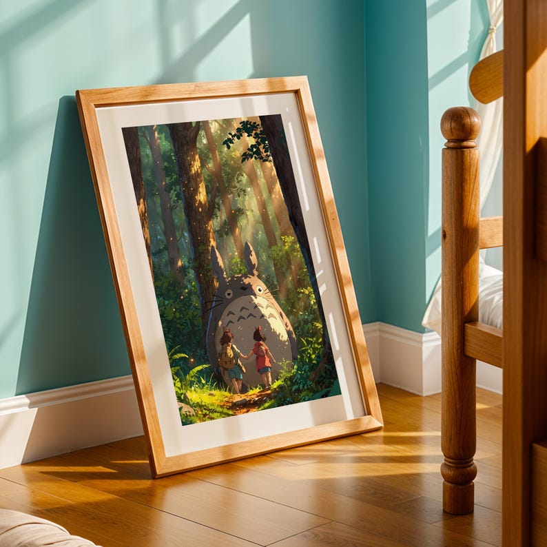 Mi vecino Totoro, póster ukiyo-e de Studio Ghibli, impresiones de arte de anime, impresión de película retro vintage imagen 2