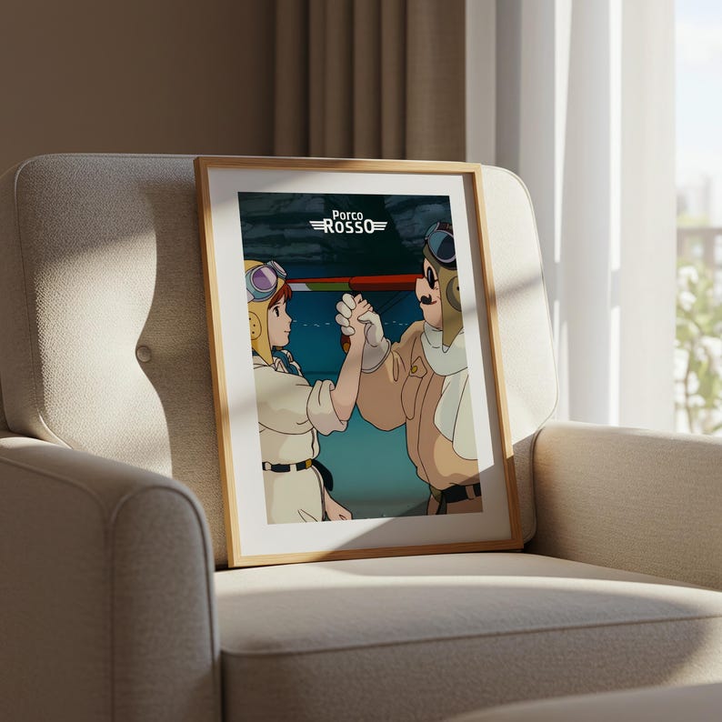 Porco Rosso (1992), Studio Ghibli Ukiyo-e Poster, Anime Art Prints, Vintage Retro Movie Print image 6
