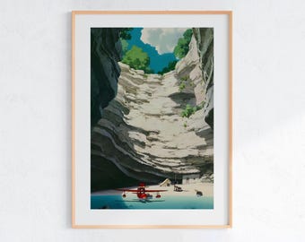 Porco Rosso (1992), poster Ukiyo-e dello Studio Ghibli, stampe artistiche di anime, stampa di film retrò vintage