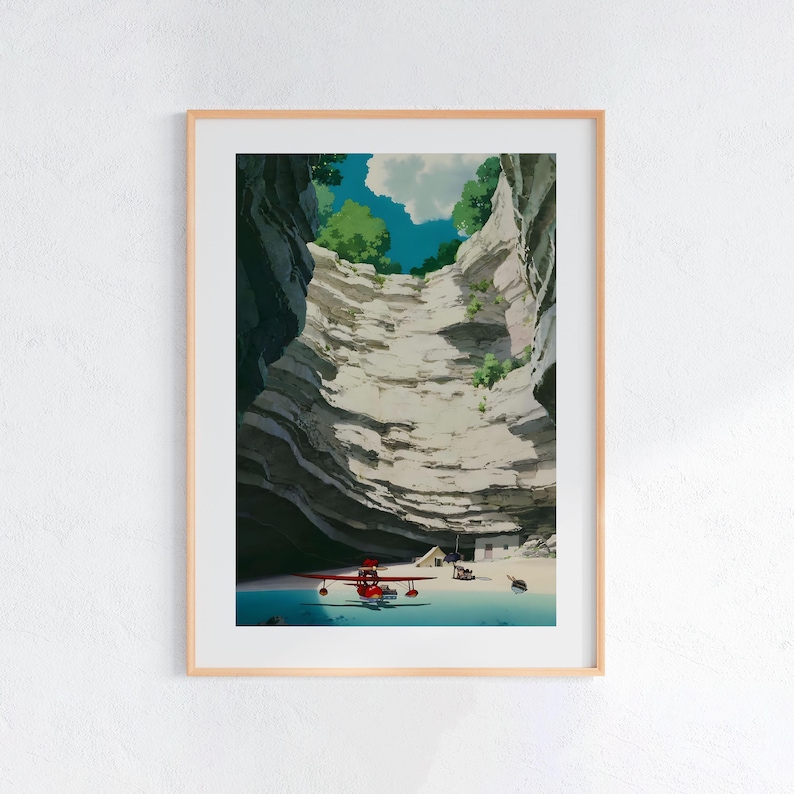 Porco Rosso (1992), póster ukiyo-e de Studio Ghibli, láminas de anime, láminas de películas retro vintage imagen 1