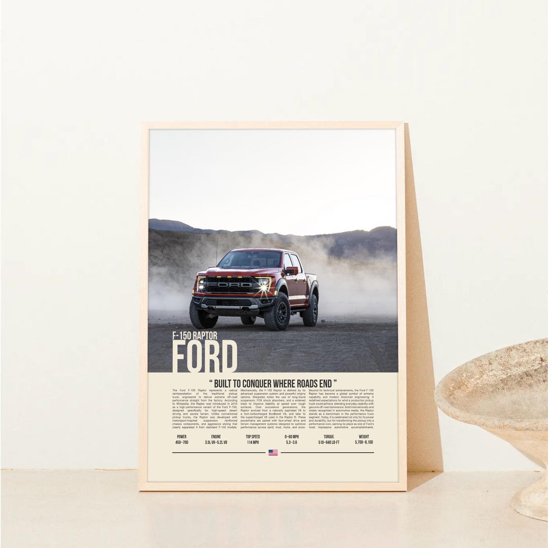 Ford Rapter Poster Ford F-150 Raptor Poster | Sports Car Wall Art | Modern Car Print ...