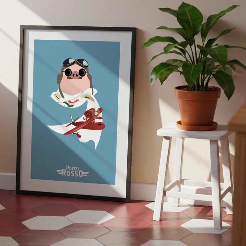 Porco Rosso (1992), Studio Ghibli Ukiyo-e Poster, Anime Art Prints, Vintage Retro Movie Print image 7