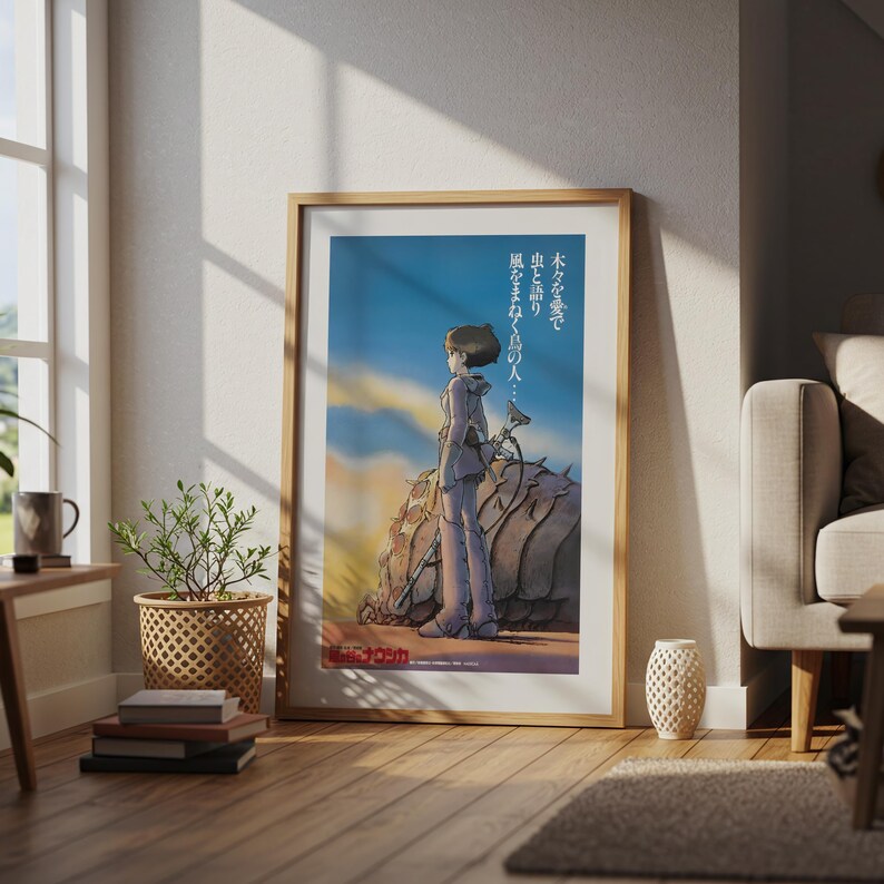 Nausicaa z Doliny Wiatru (1984), plakat ukiyo-e ze studia Ghibli, wydruki sztuki anime, wydruki filmów retro w stylu vintage zdjęcie 4