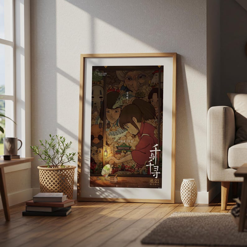 Spirited Away (2001), Studio Ghibli Ukiyo-e Poster, Anime Art Prints, Vintage Retro Movie Print image 4