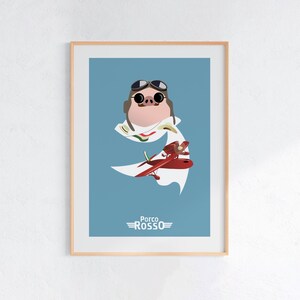 Porco Rosso (1992), Studio Ghibli Ukiyo-e Poster, Anime Art Prints, Vintage Retro Movie Print image 1