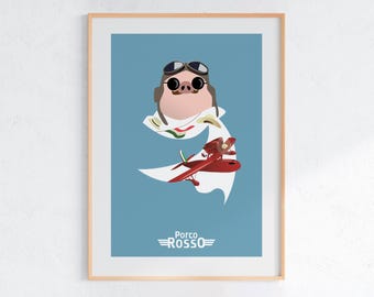 Porco Rosso (1992), Studio Ghibli Ukiyo-e Poster, Anime Art Prints, Vintage Retro Movie Print