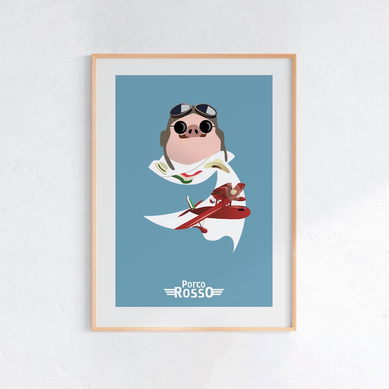 Porco Rosso (1992), Studio Ghibli Ukiyo-e Poster, Anime Art Prints, Vintage Retro Movie Print image 1