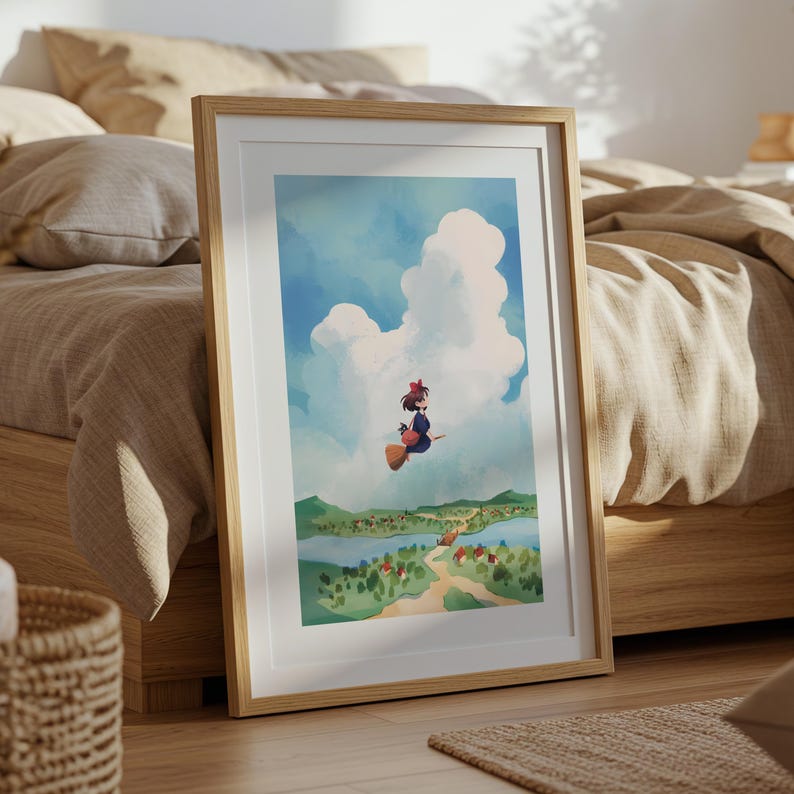 Kiki's Delivery Service, Studio Ghibli Ukiyo-e Poster, Anime Art Prints, Vintage Retro Movie Print image 5