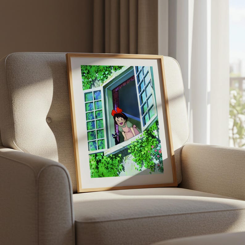 Kiki's Delivery Service , Studio Ghibli Ukiyo-e Poster, Anime Art Prints, Vintage Retro Movie Print image 6