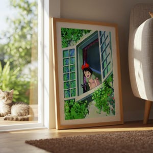 Kiki's Delivery Service , Studio Ghibli Ukiyo-e Poster, Anime Art Prints, Vintage Retro Movie Print image 8