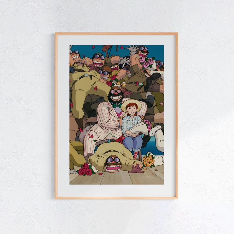 Porco Rosso (1992), Studio Ghibli Ukiyo-e Poster, Anime Art Prints, Vintage Retro Movie Print image 1