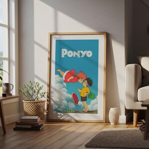 Ponyo (2008), póster ukiyo-e de Studio Ghibli, láminas de anime, láminas de películas retro vintage imagen 4