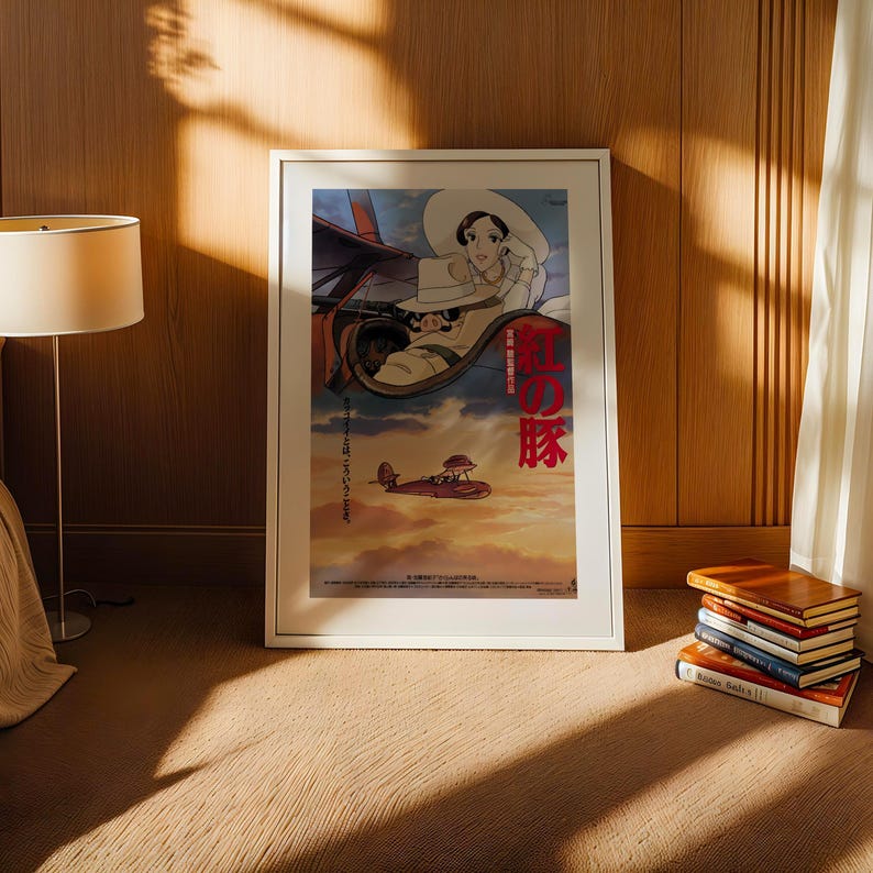 Porco Rosso (1992), Studio Ghibli Ukiyo-e Poster, Anime Art Prints, Vintage Retro Movie Print image 3