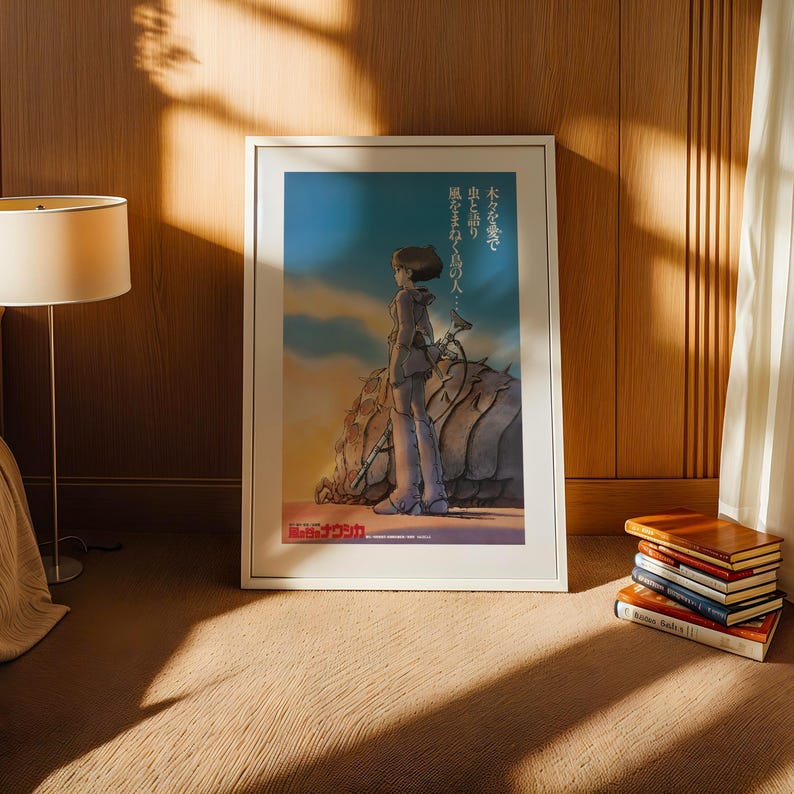 Nausicaa z Doliny Wiatru (1984), plakat ukiyo-e ze studia Ghibli, wydruki sztuki anime, wydruki filmów retro w stylu vintage zdjęcie 3