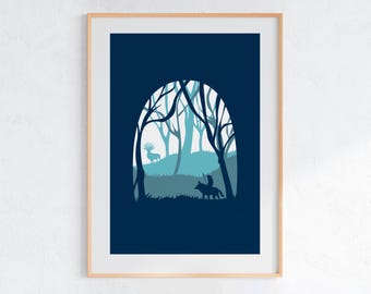 Principessa Mononoke (1997), poster Ukiyo-e dello Studio Ghibli, stampe artistiche di anime, stampa di film retrò vintage