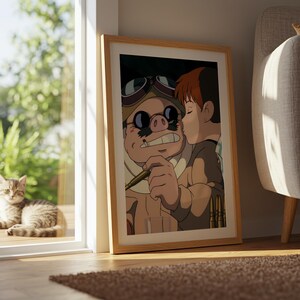 Porco Rosso (1992), póster ukiyo-e de Studio Ghibli, láminas de anime, láminas de películas retro vintage imagen 8