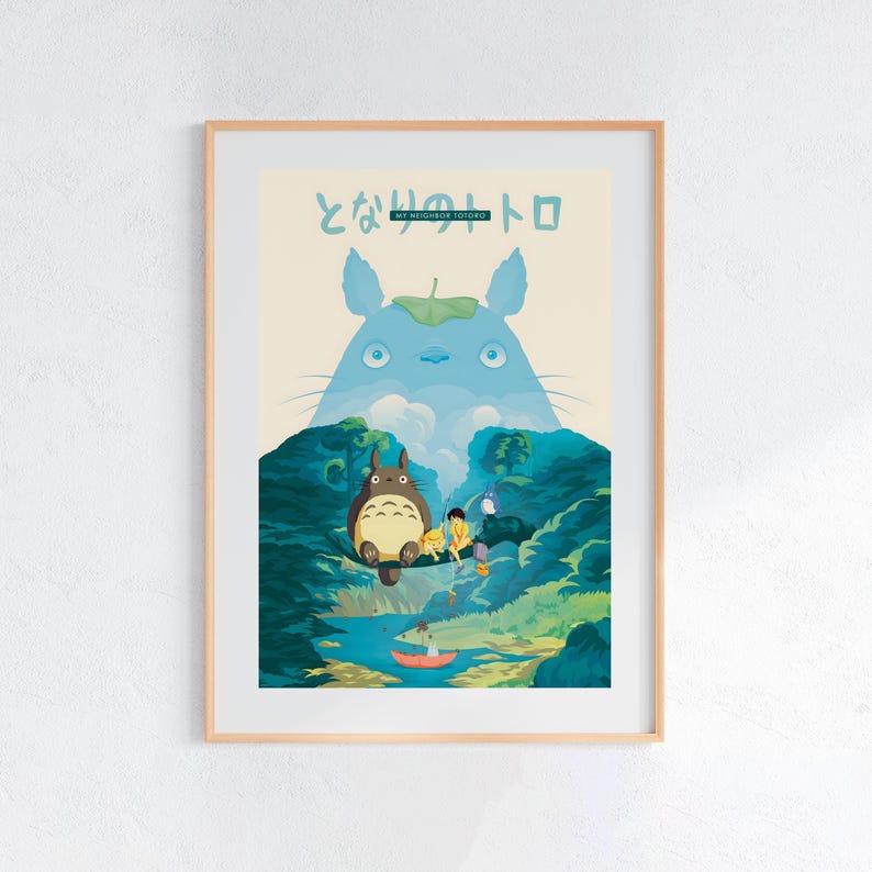 My Neighbor Totoro (1988), Studio Ghibli Ukiyo-e Poster, Anime Art Prints, Vintage Retro Movie Print image 1
