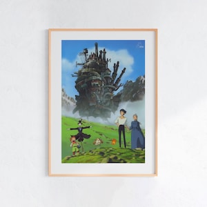 Howl’s Moving Castle (2004), Studio Ghibli Ukiyo-e Poster, Anime Art Prints, Vintage Retro Movie Print image 1