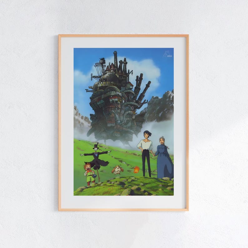 Howl’s Moving Castle (2004), Studio Ghibli Ukiyo-e Poster, Anime Art Prints, Vintage Retro Movie Print image 1