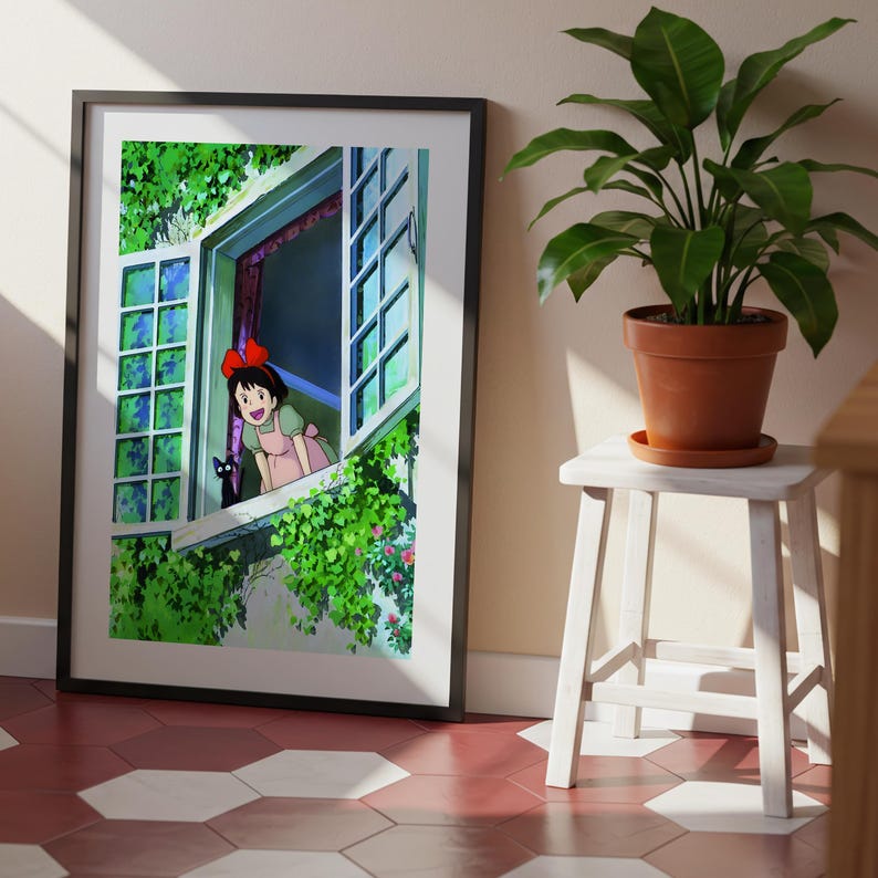Kiki's Delivery Service , Studio Ghibli Ukiyo-e Poster, Anime Art Prints, Vintage Retro Movie Print image 7