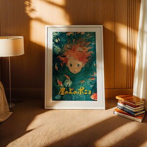 Ponyo (2008), affiche du Studio Ghibli Ukiyo-e, estampes d'art anime, impression de film rétro vintage image 3