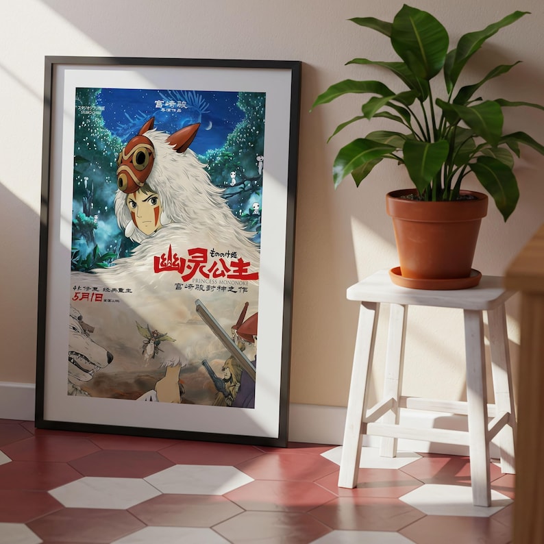 Princess Mononoke (1997), Studio Ghibli Ukiyo-e Poster, Anime Art Prints, Vintage Retro Movie Print image 7