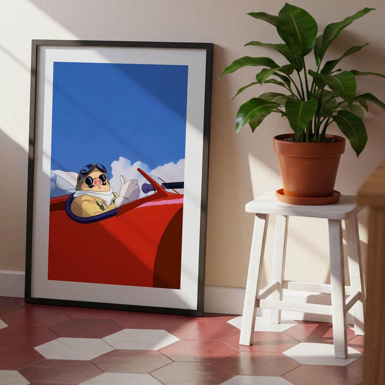 Porco Rosso (1992), Studio Ghibli Ukiyo-e Poster, Anime Art Prints, Vintage Retro Movie Print image 7
