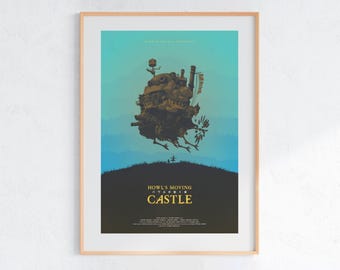 Il castello errante di Howl (2004), poster Ukiyo-e dello Studio Ghibli, stampe artistiche di anime, stampa di film retrò vintage
