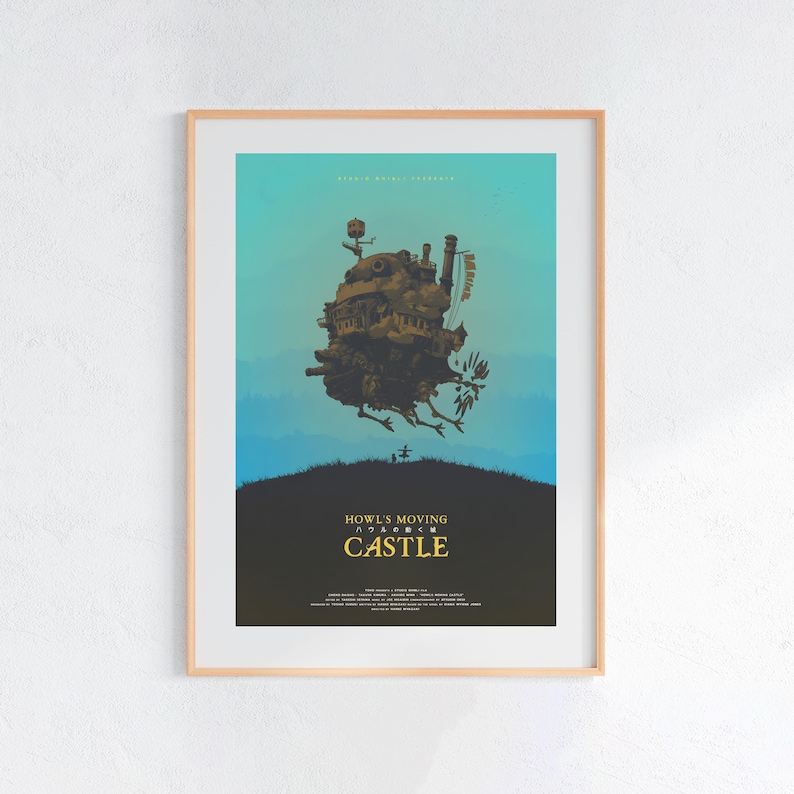 Howl’s Moving Castle (2004), Studio Ghibli Ukiyo-e Poster, Anime Art Prints, Vintage Retro Movie Print image 1